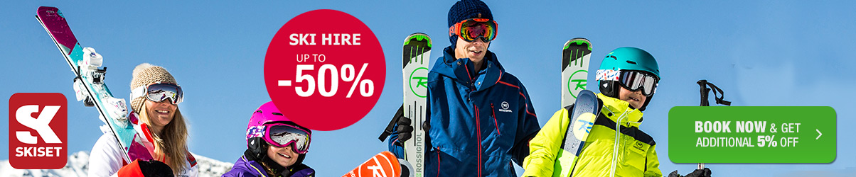 We offer a discount offer on ski equipment rental of up to -50%. Book Now. Photo: ©S.Candé /Skiset